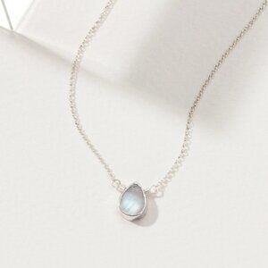 Silver Delicate Gemstone Necklace- Moonstone